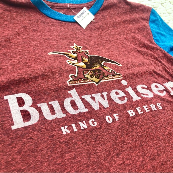 NWT Anheuser  Busch Budweiser Men’s Tee Shirt Size Small red blue - Picture 8 of 10